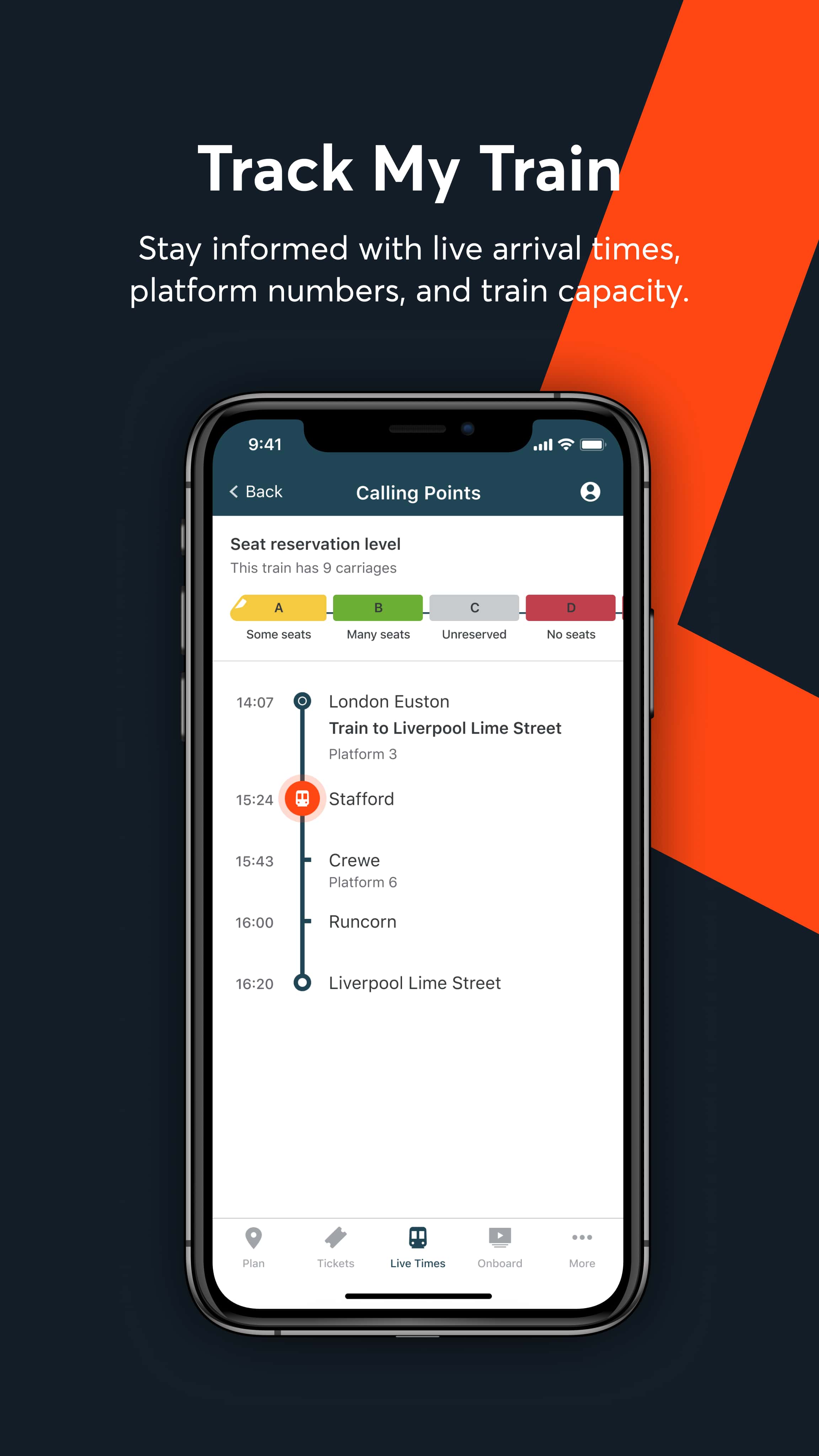 Track my train via the Avanti West Coast app with access to live train times