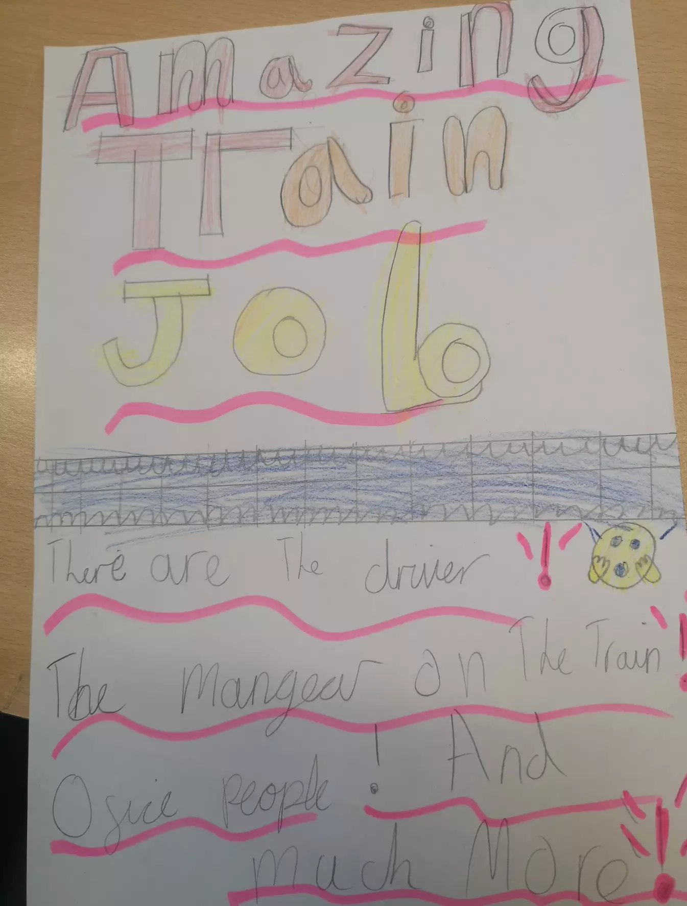 Child's drawing with the words 