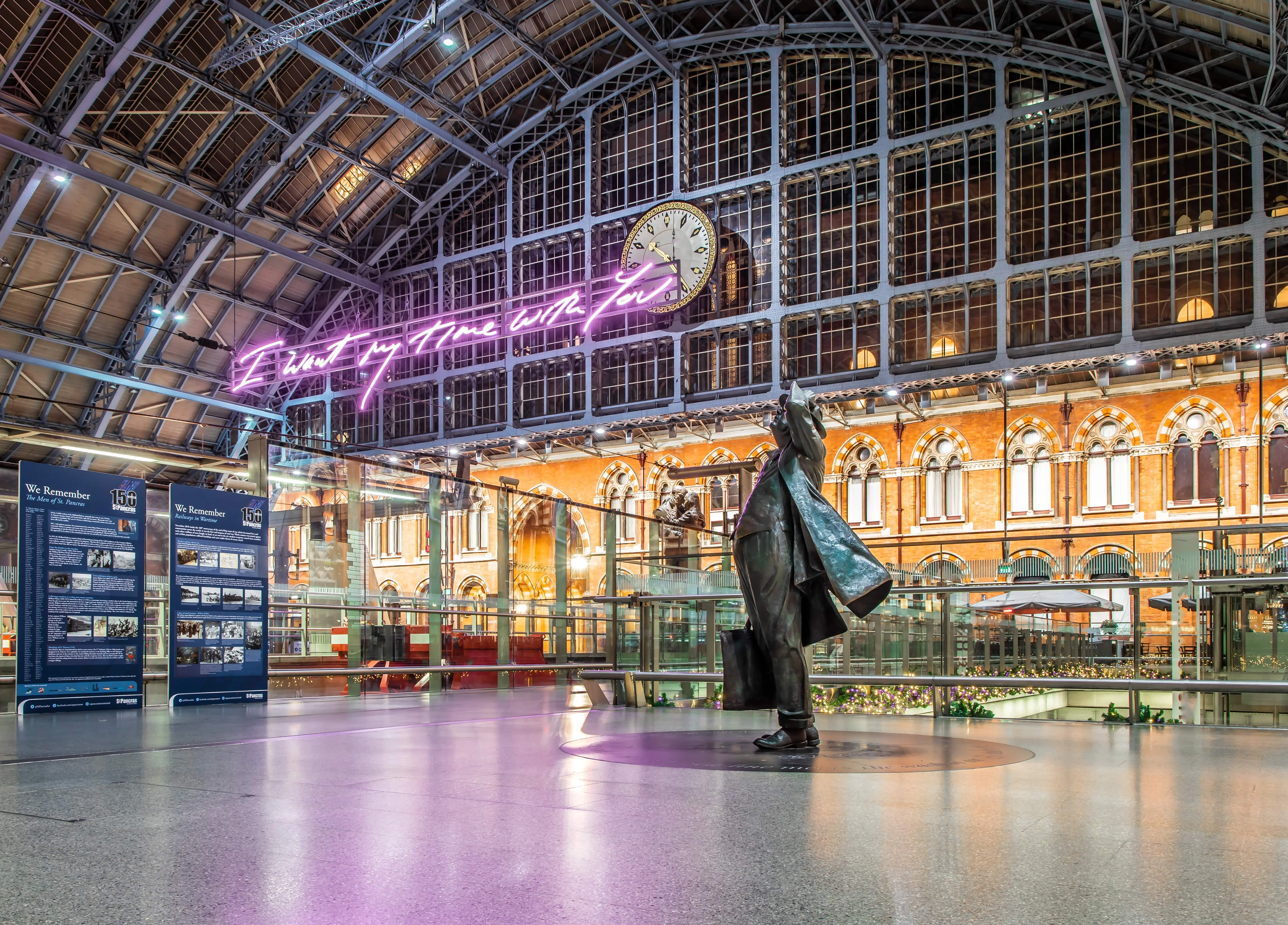 An interior shot of St Pancras Station.