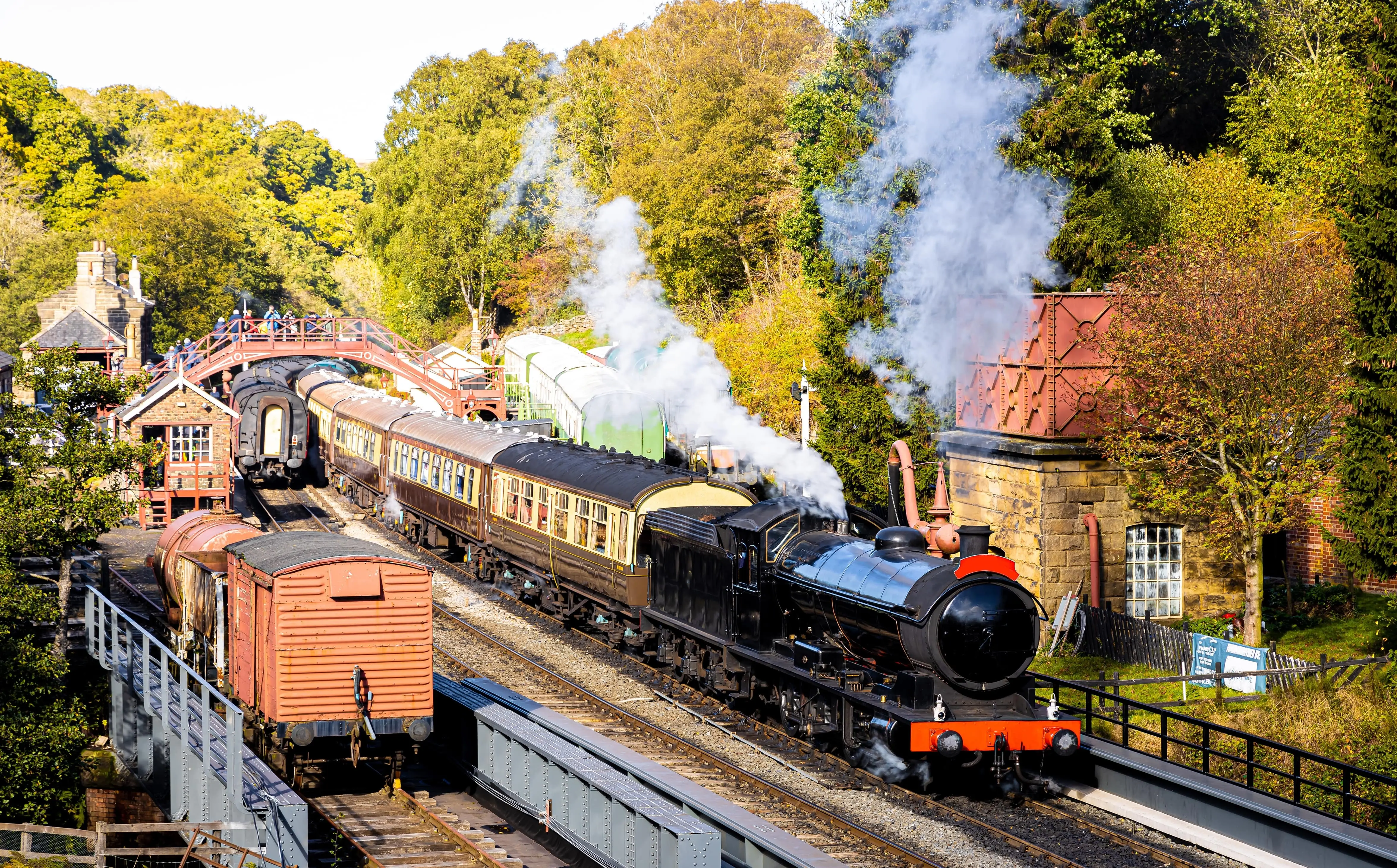 Railway Enthusiasts: A railway in Yorkshire during the autumn