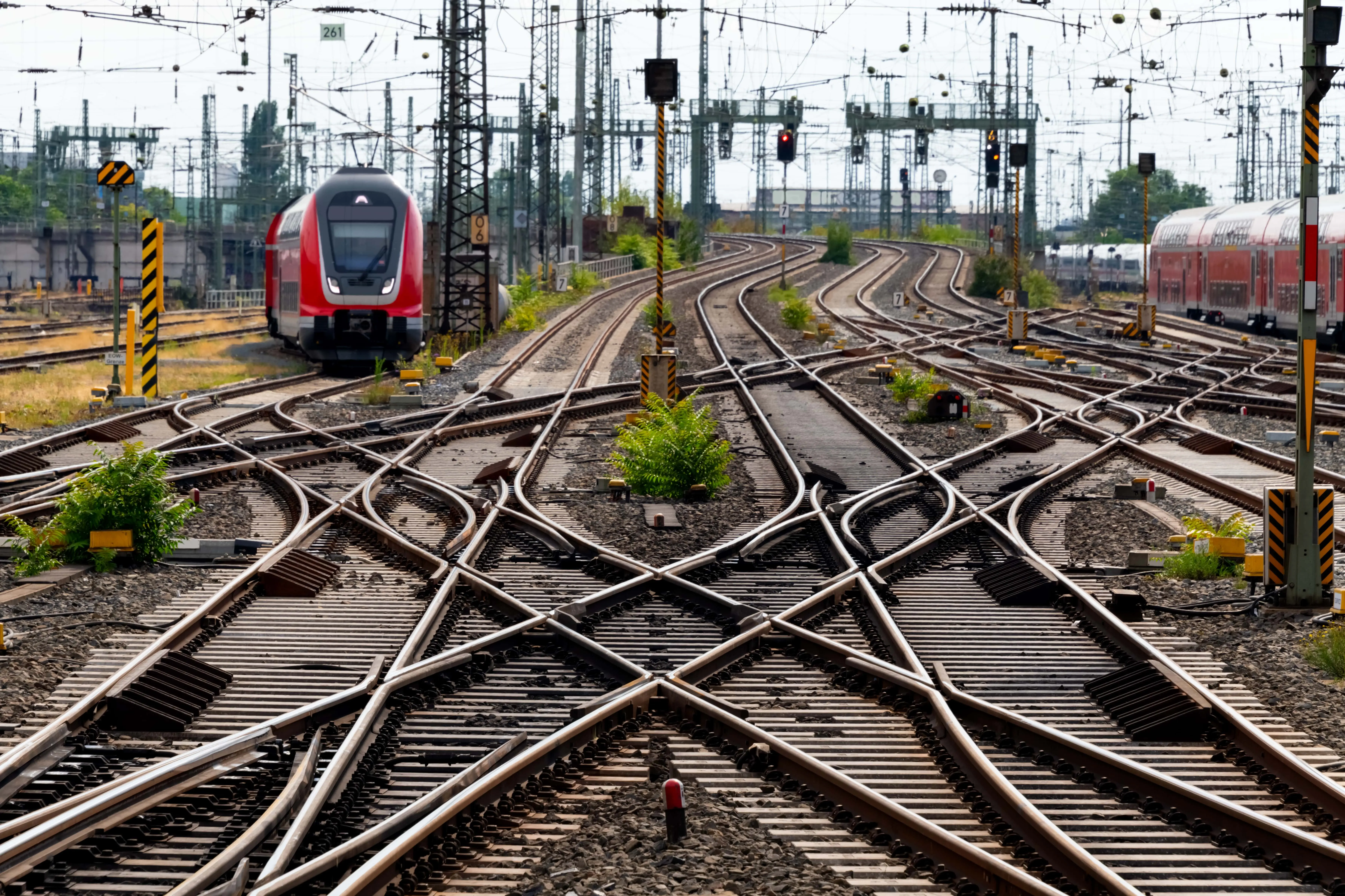 Railway Enthusiasts: The railway tracks at the Frankfurt main station in Germany