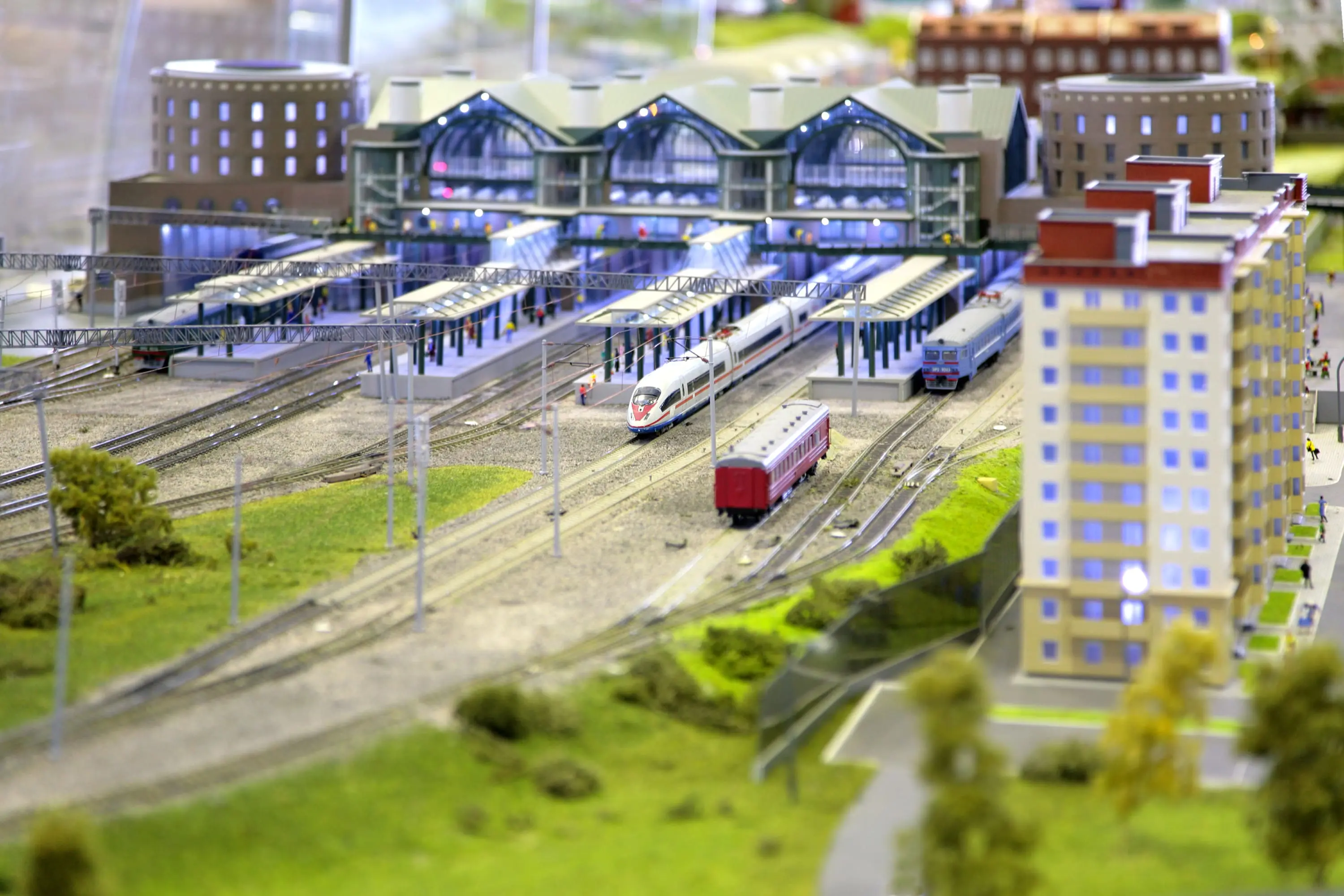 Model Railway Exhibitions: Model of a railway station from above