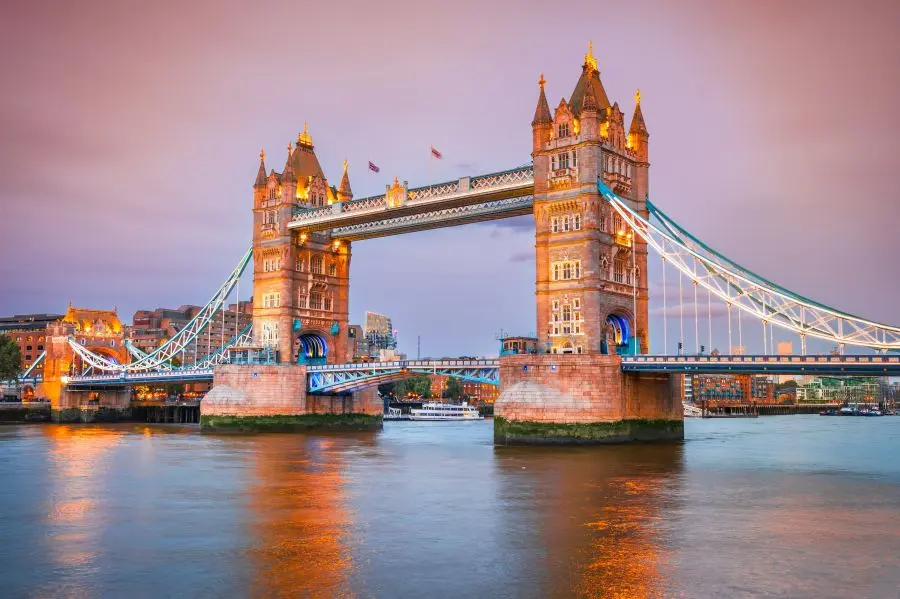 Tower Bridge at twilight.