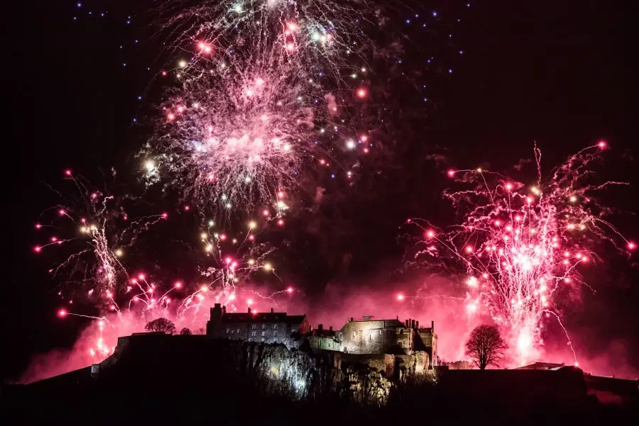The firework display at Stirling Castle on Hogmanay 2017.