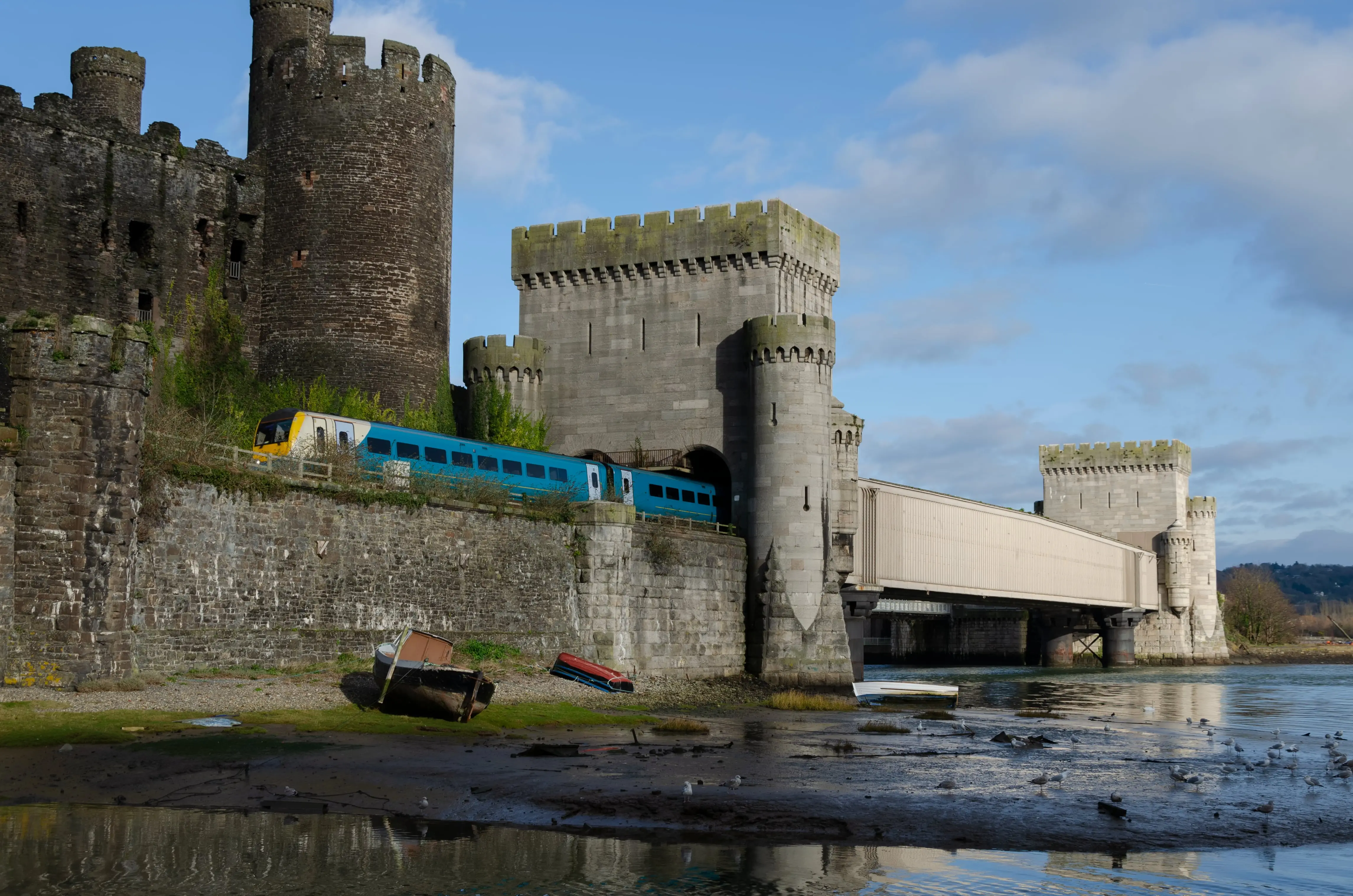 Films About Trains: A train passing by Conway Castle.